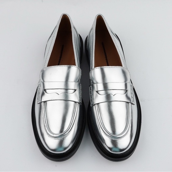 Madewell The Vernon Loafer – Metallic Silver Leather – Size 8 - Picture 1 of 11